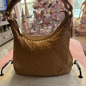Cole Haan Brown Woven Leather Hobo Bag